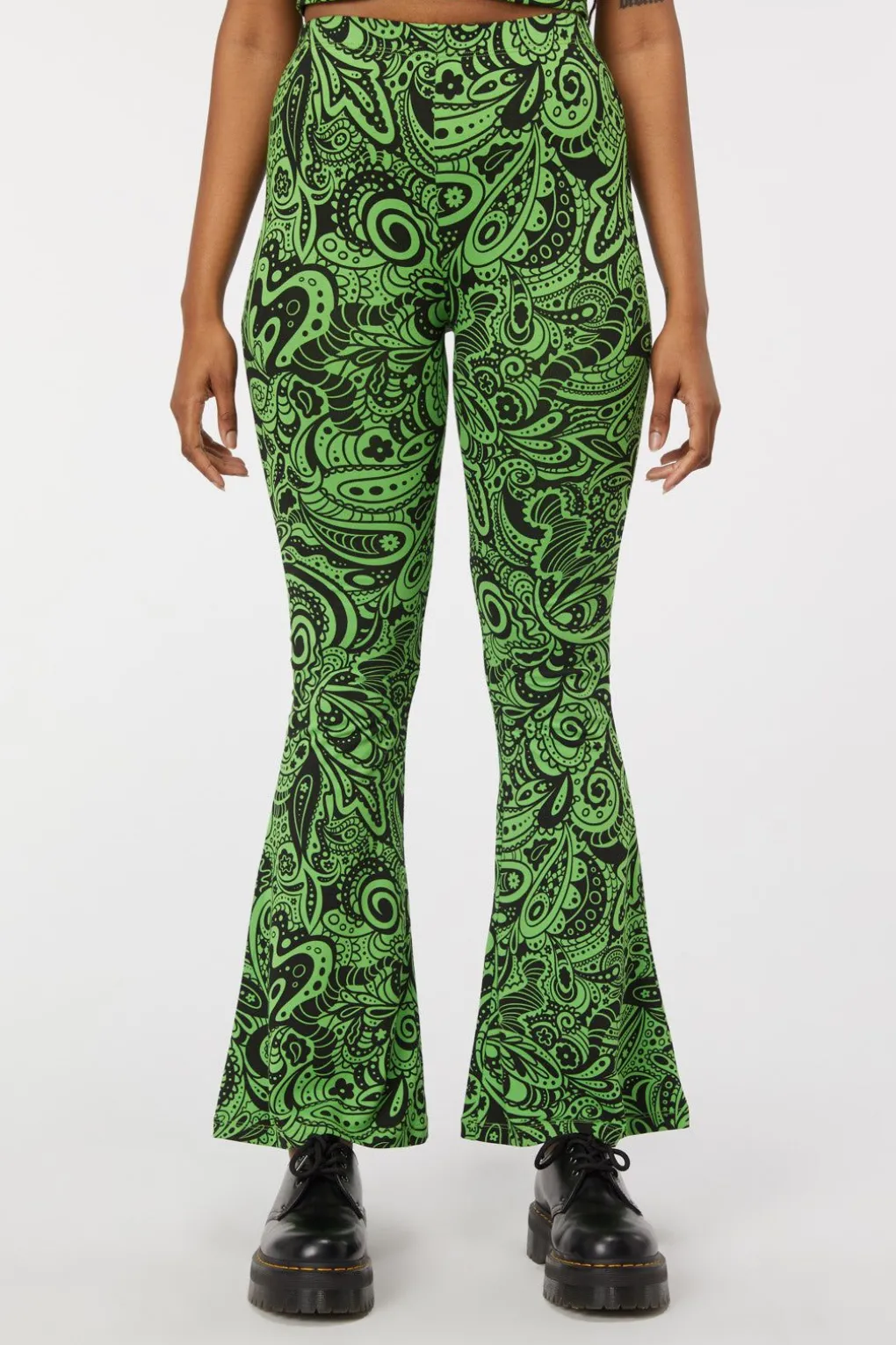 Acid Paisley Jersey Flares