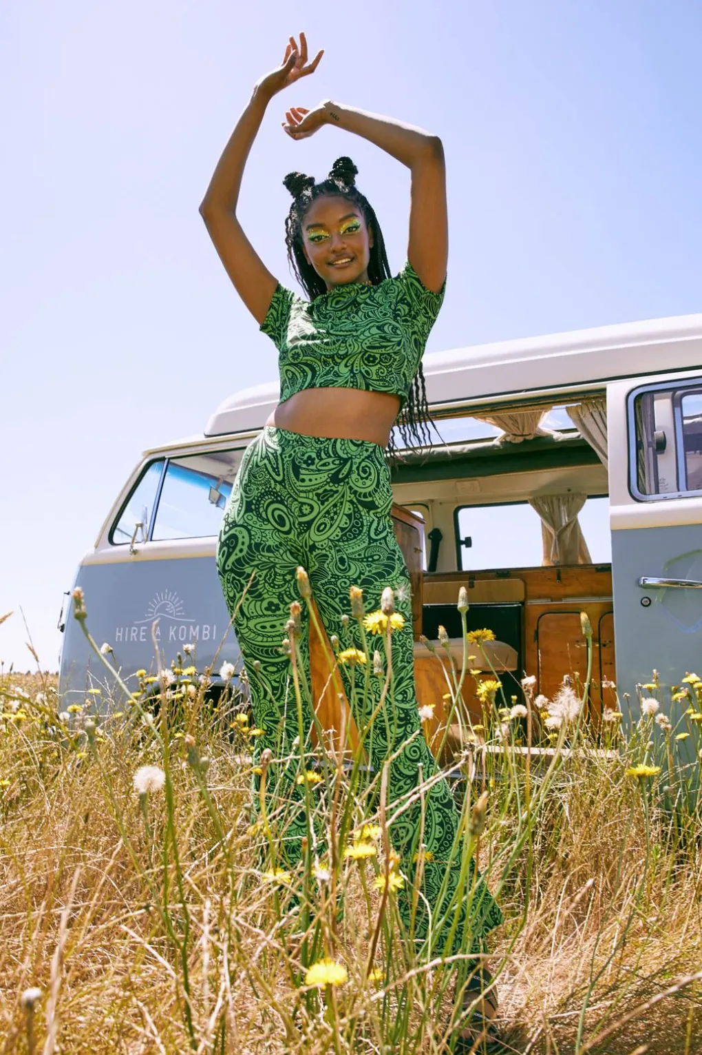 Acid Paisley Jersey Flares