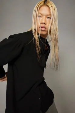 Bow Front Ls Shirt