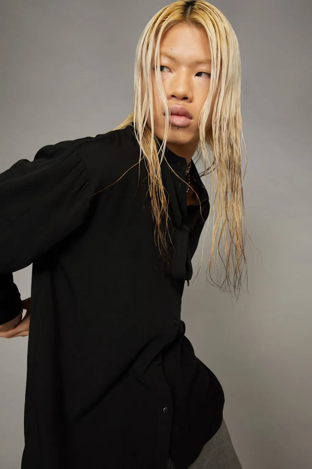 Bow Front Ls Shirt