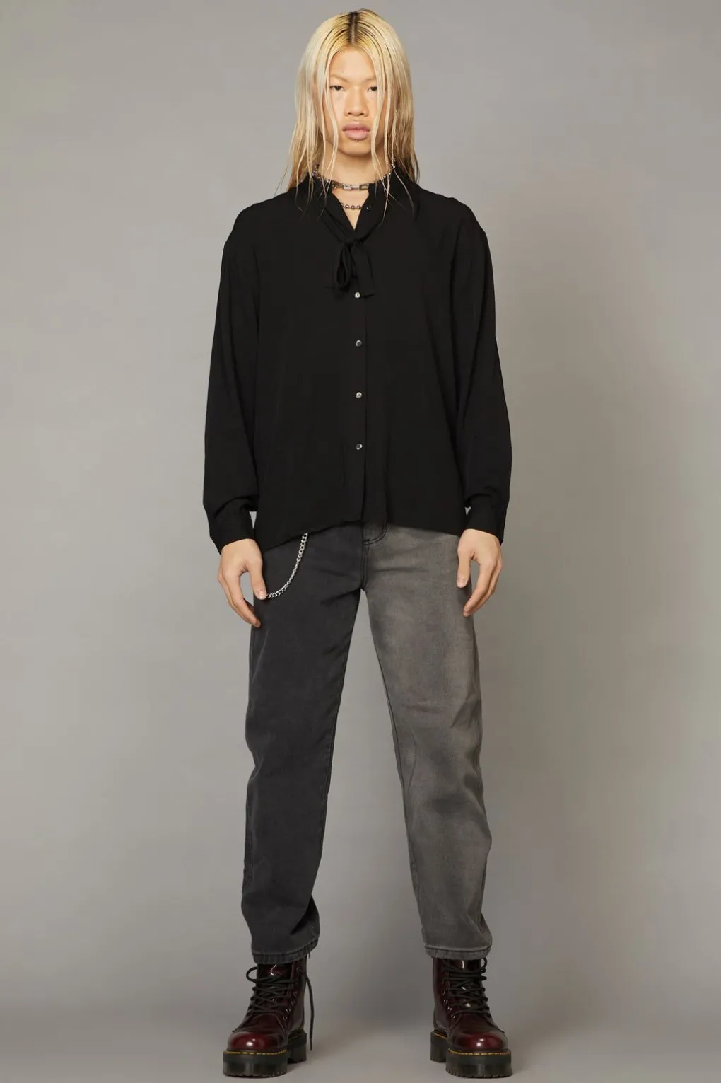 Bow Front Ls Shirt