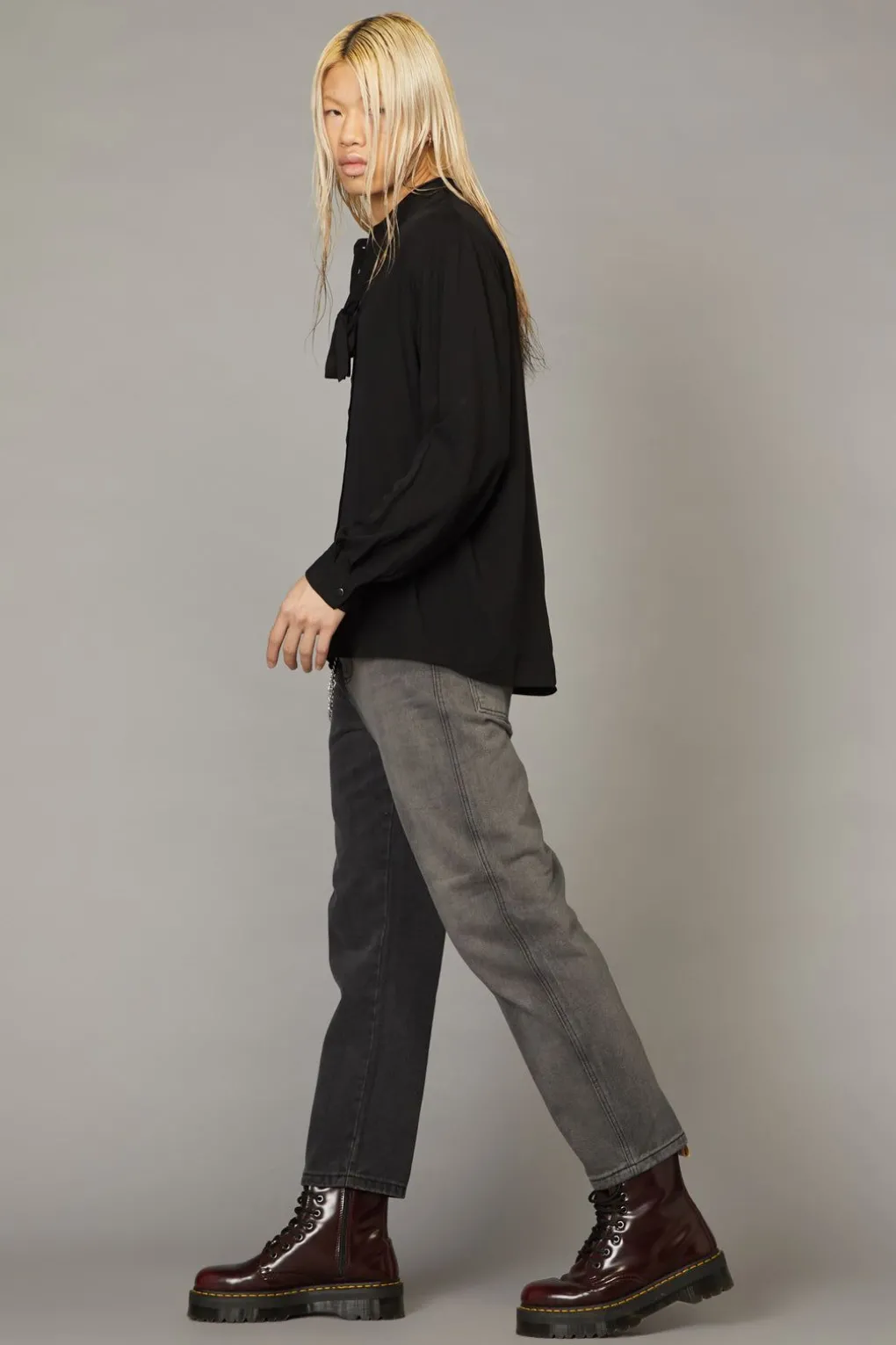 Bow Front Ls Shirt