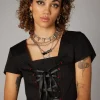 Contrast Stitch Corset Top