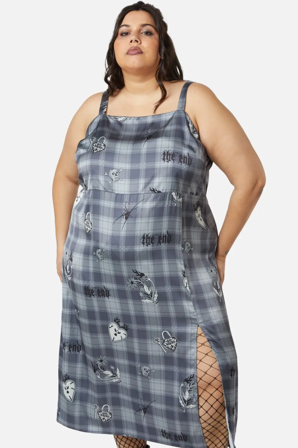 Curve Love Her Printed Satin Split Dress