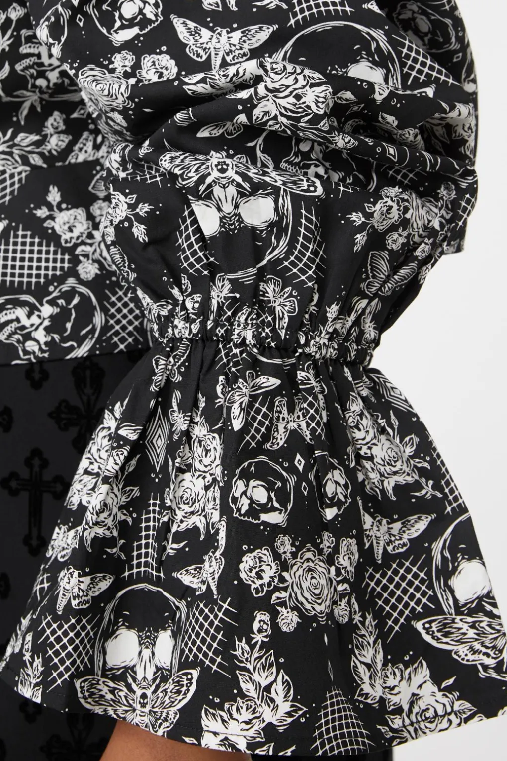 Curve Romantic Skull Print Blouse