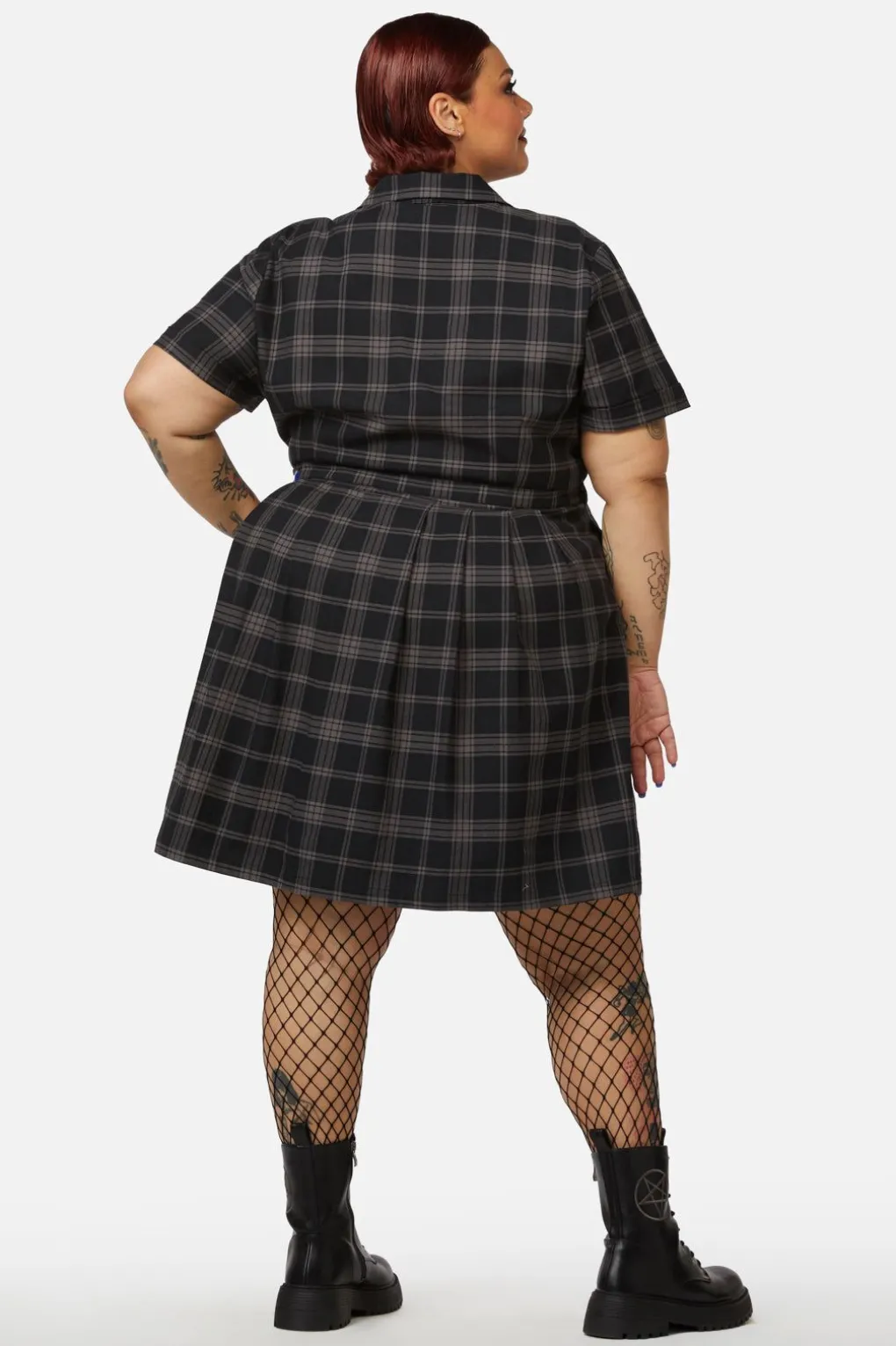 Curve Victoria Tartan Pleated Dress