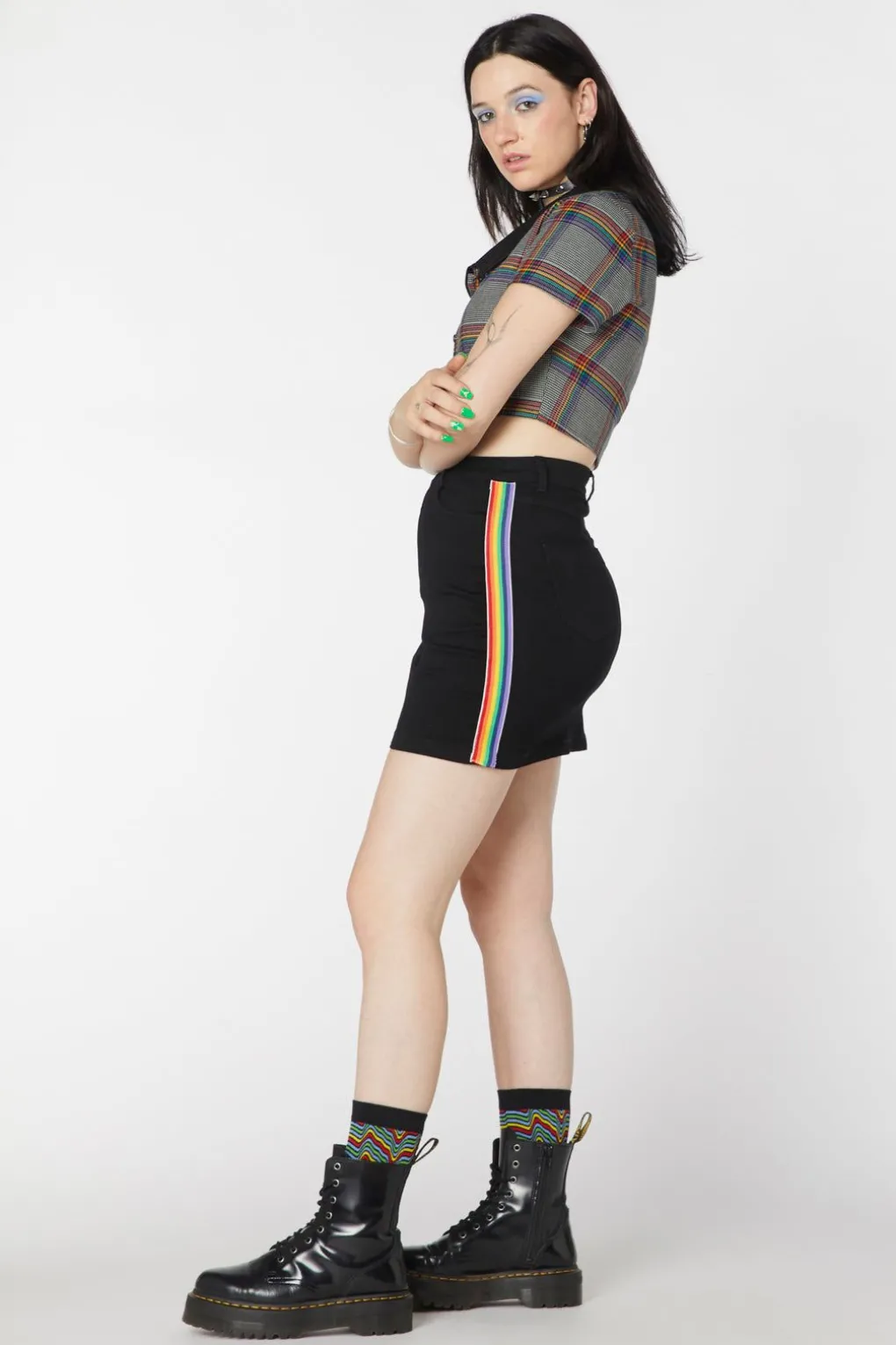 Denim Rainbow Mini Skirt