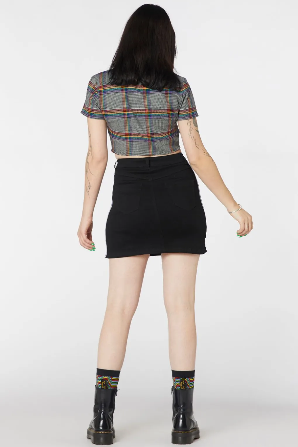 Denim Rainbow Mini Skirt