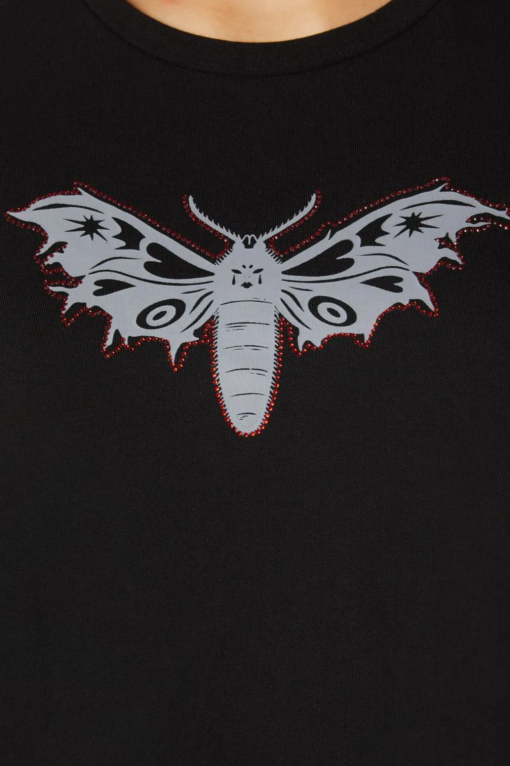 Diamante Butterfly Zipper Tee