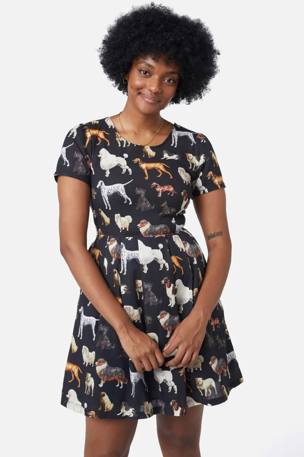Doggo Cotton Pleated Dress