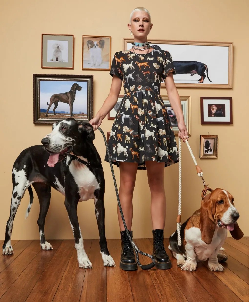 Doggo Cotton Pleated Dress
