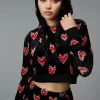 Flamin Hearts Velour Hoodie