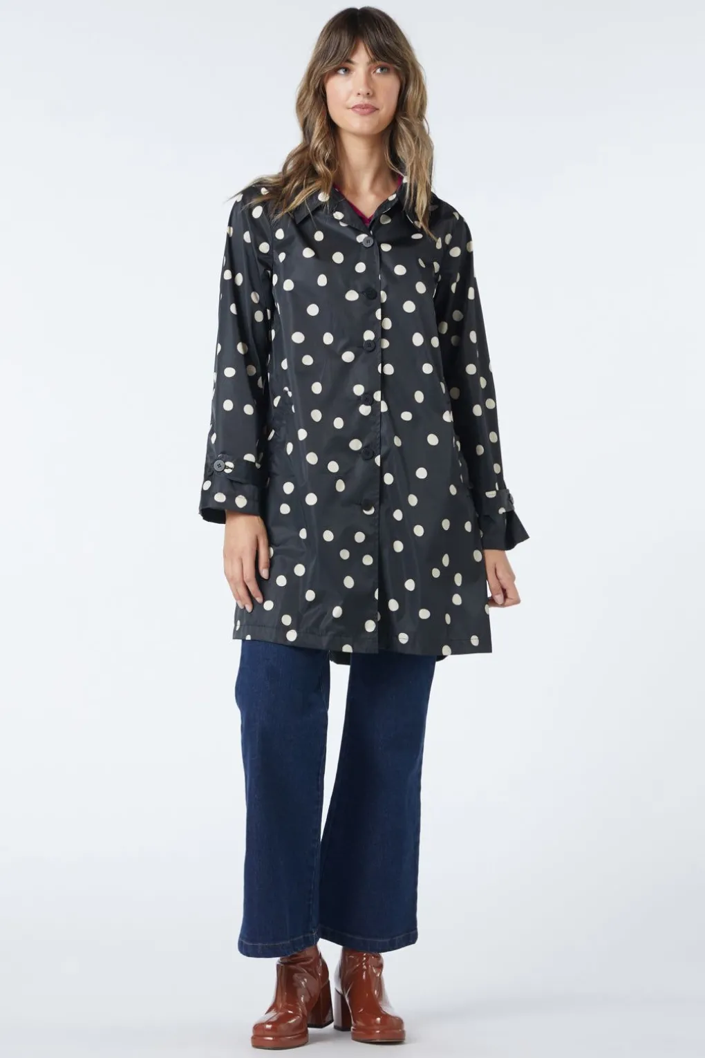 Georgie Spot Collared Raincoat