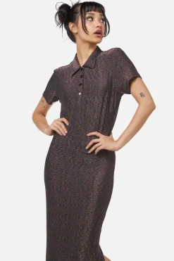 Glitter Mesh Midi Dress