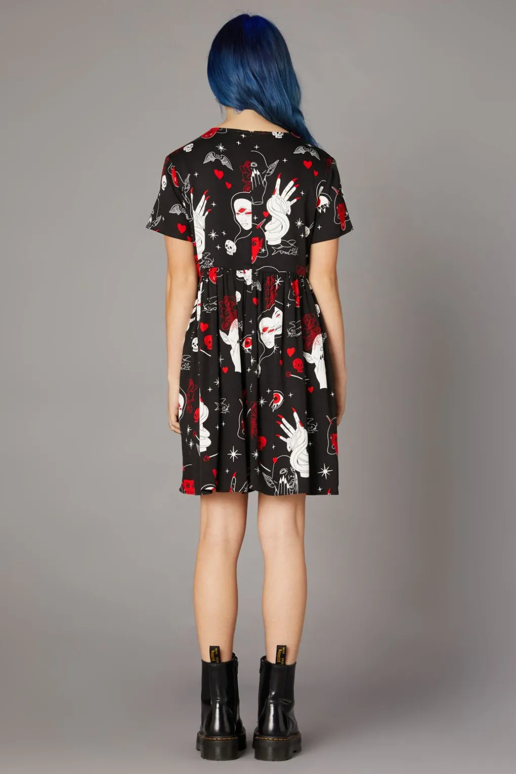Gothic Print Baby Doll Dress