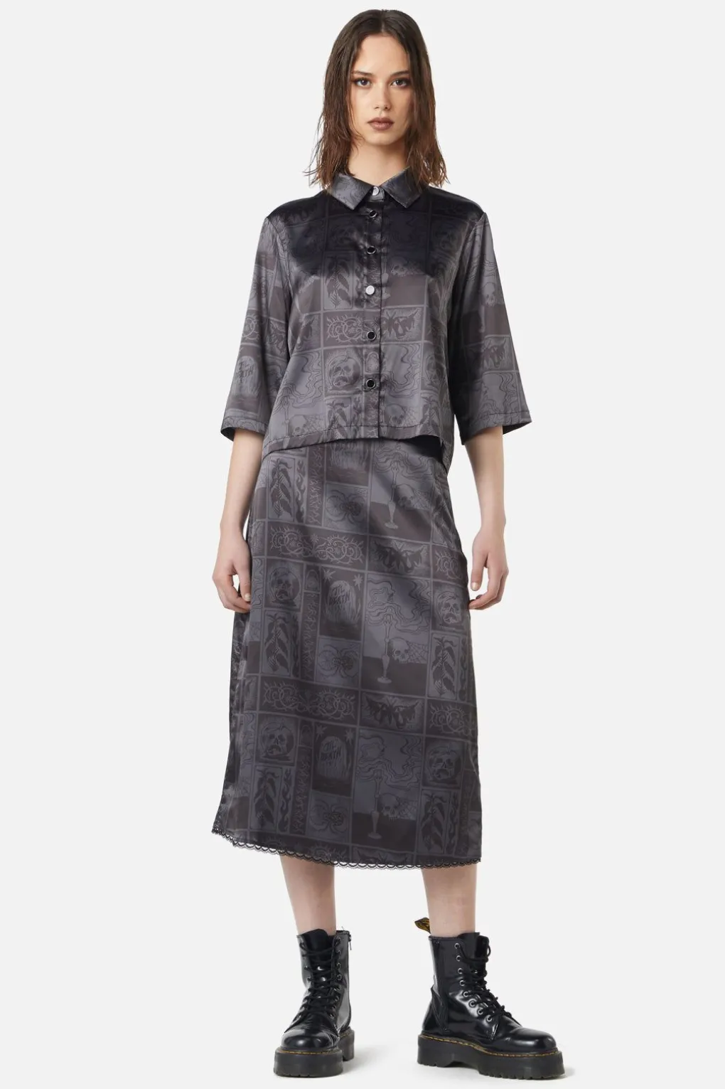 Ruined Mansion Satin Brocade Blouse