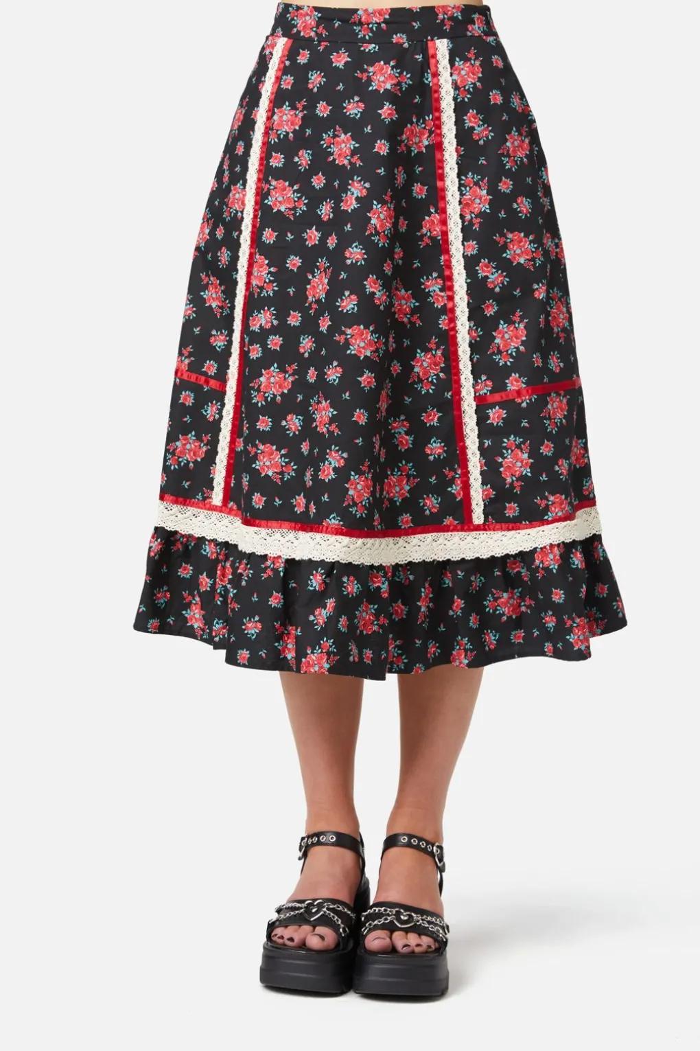 70S Prairie Rose Midi Skirt