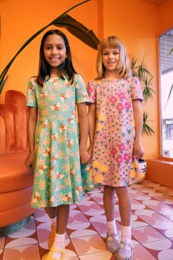 Scandi Flower Kids Jersey Dress