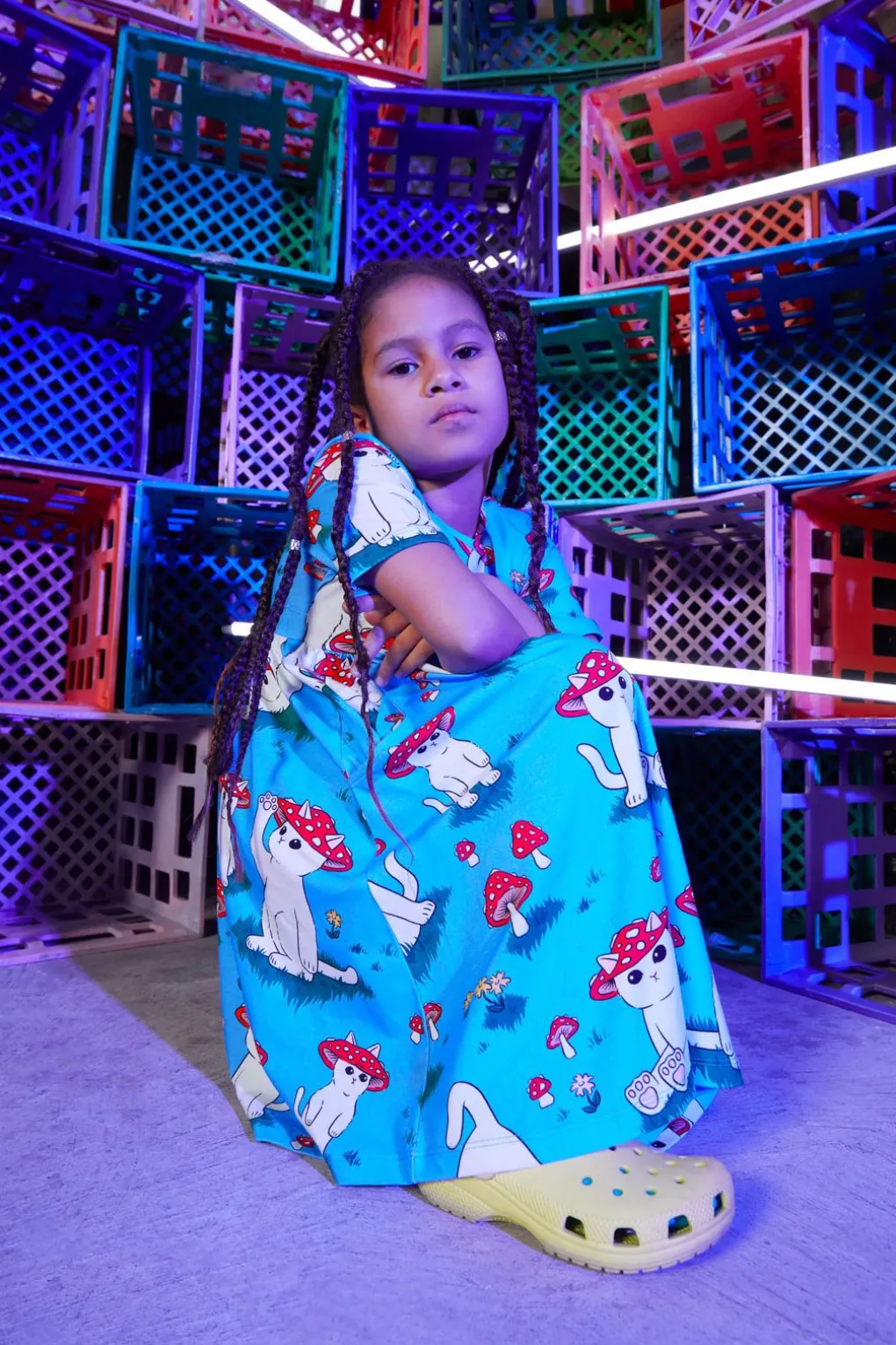 Shroom Cats Kids Jersey Dress