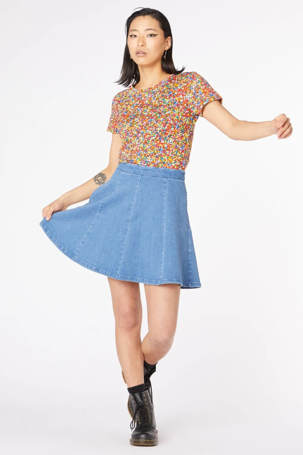 Skater Denim Mini Skirt