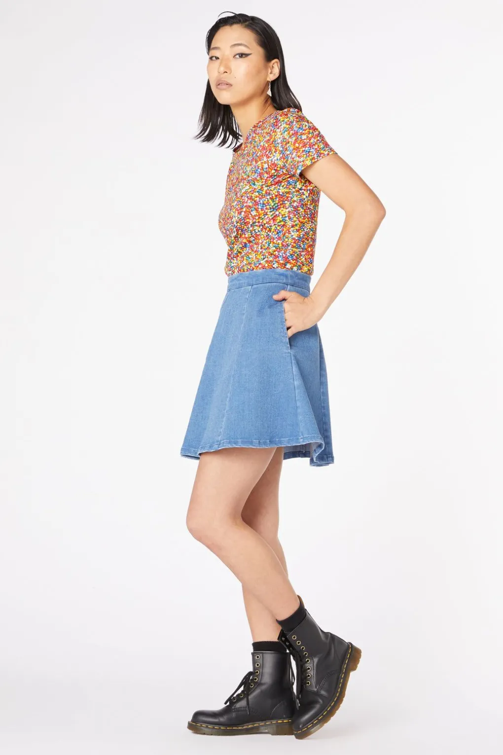 Skater Denim Mini Skirt