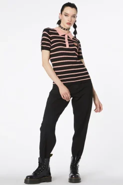 Stripey Peach Collar Knit