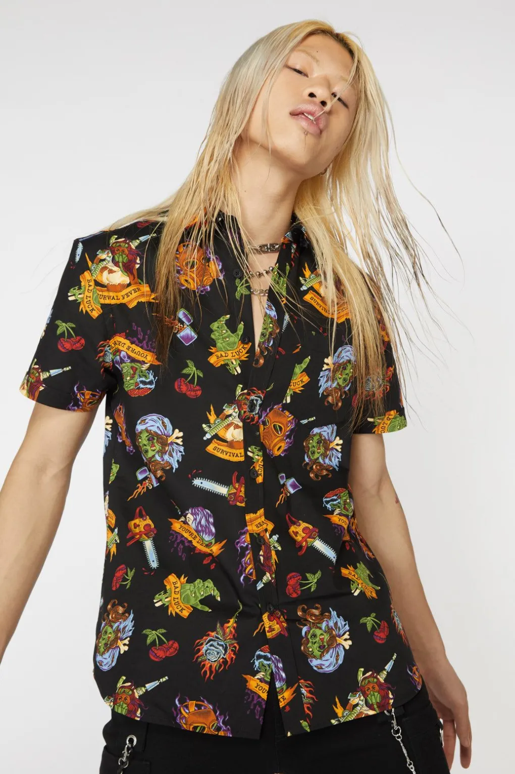 Tattoo Zombie Print Shirt