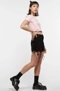Tie Up Sides Denim Shorts