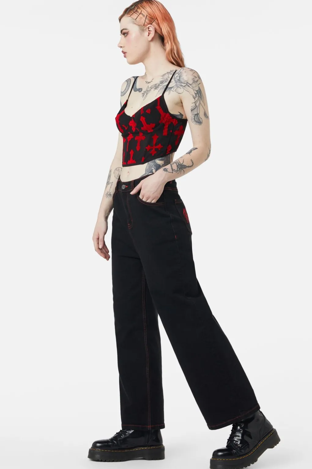 Vowed Flocked Mesh Corset