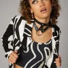Warped Geo Print Jacket